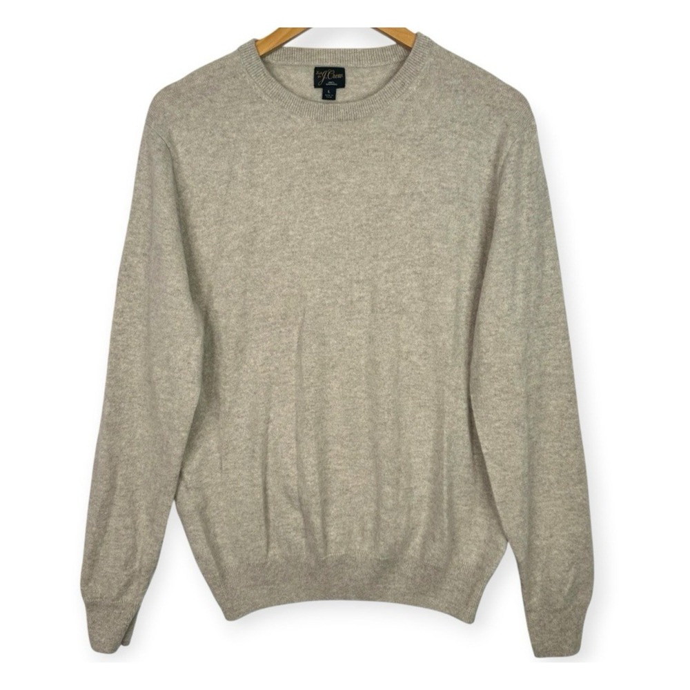 J.Crew 100% Cashmere Crewneck Sweater Beige Tan Mens Large